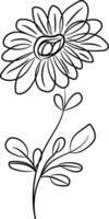 Hand drawn flat design simple flower outline vector