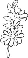 Hand drawn flat design simple flower outline vector
