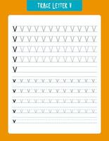 Letter v tracing worksheet designed for young children to practice handwriting and alphabet skills. features various sizes and styles of the letter v for tracing to improve fine motor skills and letter recognition. vector