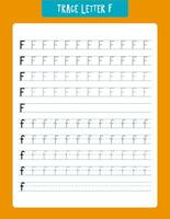 Alphabet tracing worksheet designed to teach preschoolers how to write the uppercase and lowercase letter f. ideal for early childhood education, the sheet includes guided tracing lines that help develop essential handwriting skills. vector