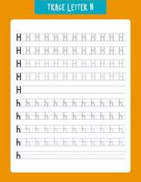 Tracing worksheet designed to help children learn the letter h through repetition. the sheet includes uppercase and lowercase letters with dotted guidelines, allowing kids to practice proper letter formation and handwriting skills. vector