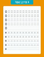 Educational worksheet designed for preschool and kindergarten students to practice tracing and writing the letter o. features multiple tracing lines and varied font sizes to enhance fine motor skills and letter recognition. vector