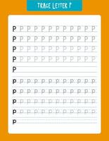 Educational worksheet featuring traceable uppercase and lowercase letter p for kids in preschool and kindergarten. designed to aid in learning handwriting and letter recognition. ideal for teachers and parents for athome or classroom use. vector