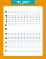 Alphabet learning worksheet designed for kids to practice tracing the letter s. features multiple rows of the letter in different styles to aid handwriting development. ideal for educational use in preschool and early elementary settings. vector