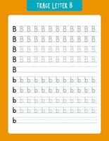 Alphabet tracing worksheet featuring the letter b in both uppercase and lowercase to aid children in learning handwriting. perfect for educational activities, this printable worksheet fosters fine motor skills and letter recognition. vector