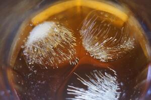 Ice cubes in glass of water photo