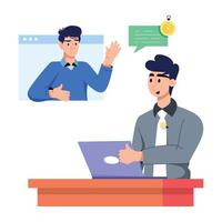 Character based flat illustration of webinar vector