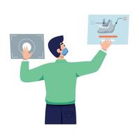 A flat illustration of examining dental xray vector