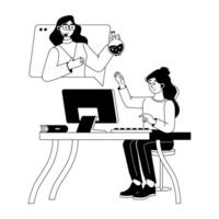 A scalable glyph illustration of science webinar vector