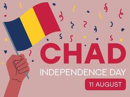 chad independence day 11 August, chad flag in hand. Greeting card, poster, banner template vector