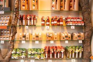 South Iceland, 2023 - locally produced icelandic red green tomato drinks sauce in jars to buy in Fridheimar - visitors friendly tomato farm and restaurant photo