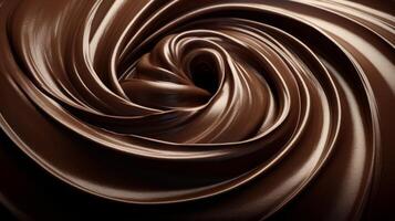 Close-up of Whirling Melted Dark Chocolate. Neural network photo