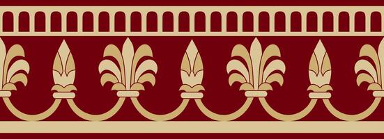 endless red and gold national persian ornament. Seamless frame, border ethnic pattern of Iranian civilization. vector