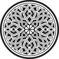 black monochrome round ancient Byzantine ornament. Classical circle of the Eastern Roman Empire, Greece. Pattern motifs of Constantinople. vector