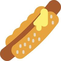 a hot dog with mustard on it vector