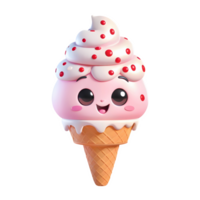 3d rendering ice cream cone cartoon character png