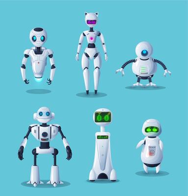 Modern robot cartoon characters, ai technology