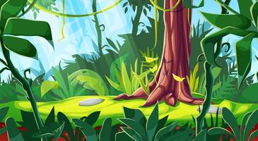 Cartoon game interface, forest background vector