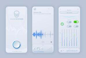 Neomorphoism interface music player UI app vector