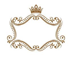 Royal medieval frame with crown, border vector