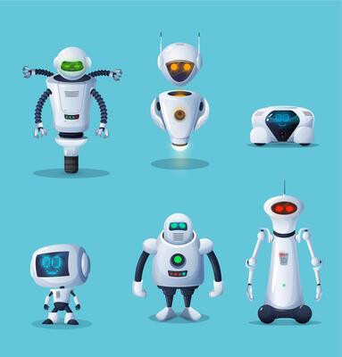 Robot, ai machine, robotic toy cartoon characters