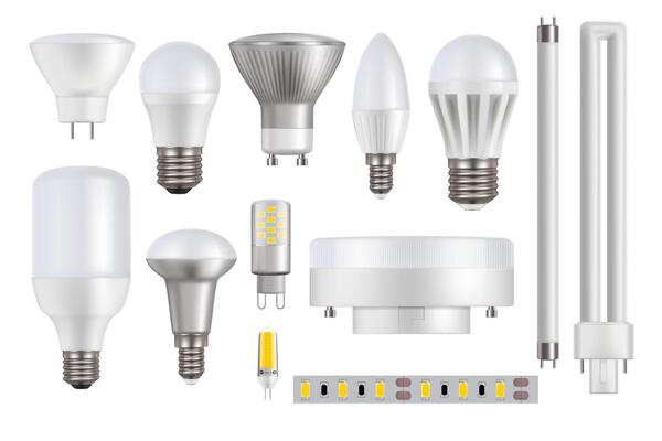 LED light bulbs isolated on white background