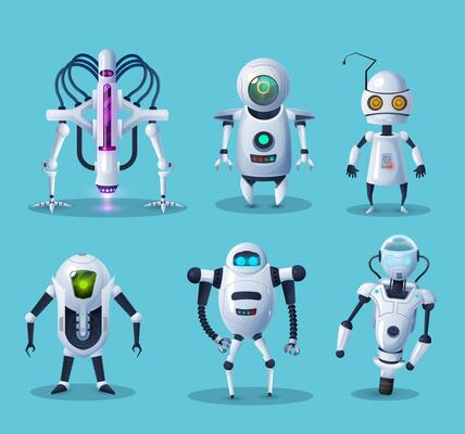 Alien robots, future sci-fi androids characters