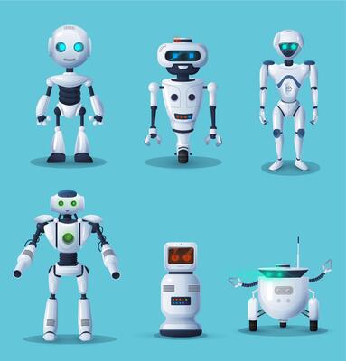 Future robots and androids cartoon characters