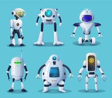 Robot and android bot characters, ai intelligence vector