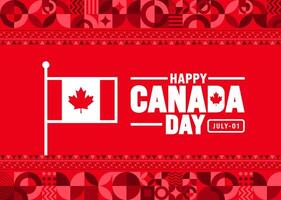 1 July is Happy Canada Day geometric shape pattern background template with Canada flag maple leaf. use to background, banner, placard, card, poster design. celebrating Canada independence day banner. vector