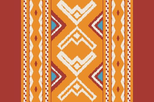 Ikat Seamless Pattern Embroidery Background. Ikat Geometric Ethnic Oriental Pattern Traditional. Ikat Aztec Style Abstract Design for Print Texture,fabric,saree,sari,carpet. vector
