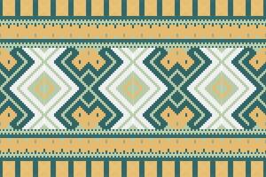 Ikat Floral Paisley Embroidery Background. Ikat Geometric Ethnic Oriental Pattern Traditional. Ikat Aztec Style Abstract Design for Print Texture,fabric,saree,sari,carpet. vector