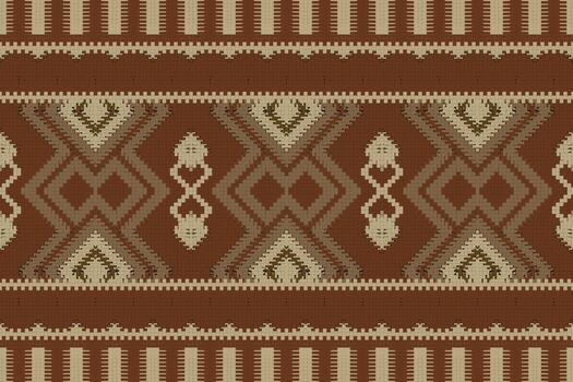 Motif Ikat Seamless Pattern Embroidery Background. Ikat Triangle Geometric Ethnic Oriental Pattern Traditional. Ikat Aztec Style Abstract Design for Print Texture,fabric,saree,sari,carpet. vector