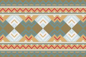 Ikat Fabric Paisley Embroidery Background. Ikat Patterns Geometric Ethnic Oriental Pattern traditional.aztec Style Abstract illustration.design for Texture,fabric,clothing,wrapping,sarong. vector