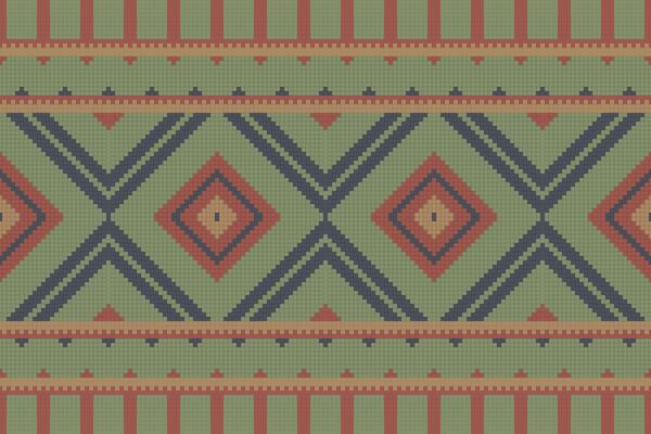 Ikat Floral Paisley Embroidery Background. Ikat Flower Geometric Ethnic Oriental Pattern traditional.aztec Style Abstract illustration.design for Texture,fabric,clothing,wrapping,sarong.