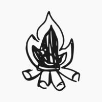 a black and white drawing of a campfire vector