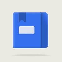3D icon illustration blue book with a bookmark. Ideal for educational content, e-learning platforms, or literature themes. Enhance your academic or reading-related content vector