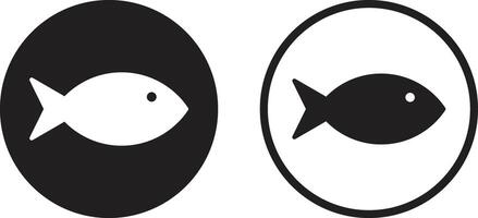 Fish icon set in two styles isolated on white background . illustration vector