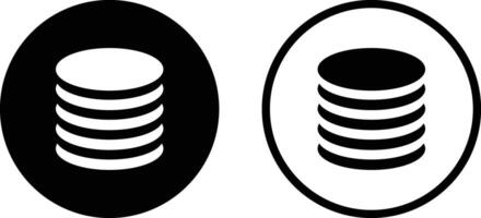 Coin icon set in two styles . Coin stack icon . Money icon vector