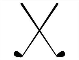Crossed golf sticks silhouette vector