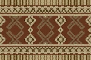 Motif Ikat Seamless Pattern Embroidery Background. Ikat Stripe Geometric Ethnic Oriental Pattern traditional.aztec Style Abstract design for Texture,fabric,clothing,wrapping,sarong. vector