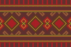 Ikat Paisley Pattern Embroidery Background. Ikat Fabric Geometric Ethnic Oriental Pattern traditional.aztec Style Abstract illustration.design for Texture,fabric,clothing,wrapping,sarong. vector