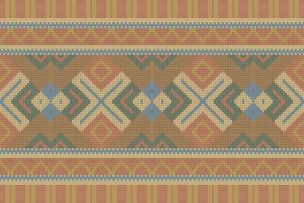 Ikat Seamless Pattern Embroidery Background. Ikat Geometric Ethnic Oriental Pattern Traditional. Ikat Aztec Style Abstract Design for Print Texture,fabric,saree,sari,carpet.