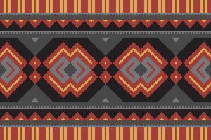Ikat Seamless Pattern Embroidery Background. Ikat Flower Geometric Ethnic Oriental Pattern Traditional. Ikat Aztec Style Abstract Design for Print Texture,fabric,saree,sari,carpet. vector
