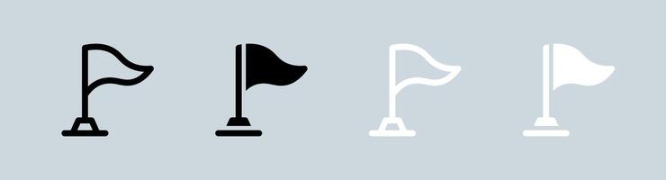 Flag icon set in black and white. Mark signs illustration. vector