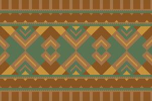 Ikat Fabric Paisley Embroidery Background. Ikat Triangle Geometric Ethnic Oriental Pattern traditional.aztec Style Abstract illustration.design for Texture,fabric,clothing,wrapping,sarong. vector