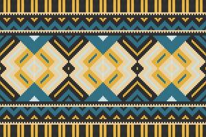 Motif Ikat Seamless Pattern Embroidery Background. Ikat Chevron Geometric Ethnic Oriental Pattern traditional.aztec Style Abstract design for Texture,fabric,clothing,wrapping,sarong. vector
