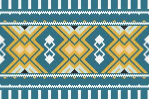 Ikat Damask Embroidery Background. Ikat Seamless Geometric Ethnic Oriental Pattern traditional.aztec Style Abstract illustration.design for Texture,fabric,clothing,wrapping,sarong. vector
