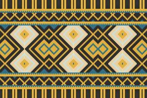 Motif Ikat Seamless Pattern Embroidery Background. Ikat Background Geometric Ethnic Oriental Pattern traditional.aztec Style Abstract design for Texture,fabric,clothing,wrapping,sarong. vector