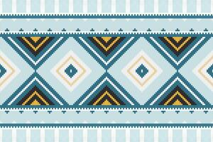 Motif Ikat Seamless Pattern Embroidery Background. Ikat Diamond Geometric Ethnic Oriental Pattern Traditional. Ikat Aztec Style Abstract Design for Print Texture,fabric,saree,sari,carpet. vector